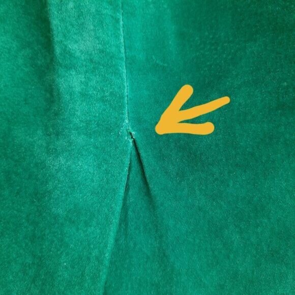 Vintage 100% Genuine Suede Leather Midi Pencil Skirt Green Sz M Flawed - Picture 15 of 16